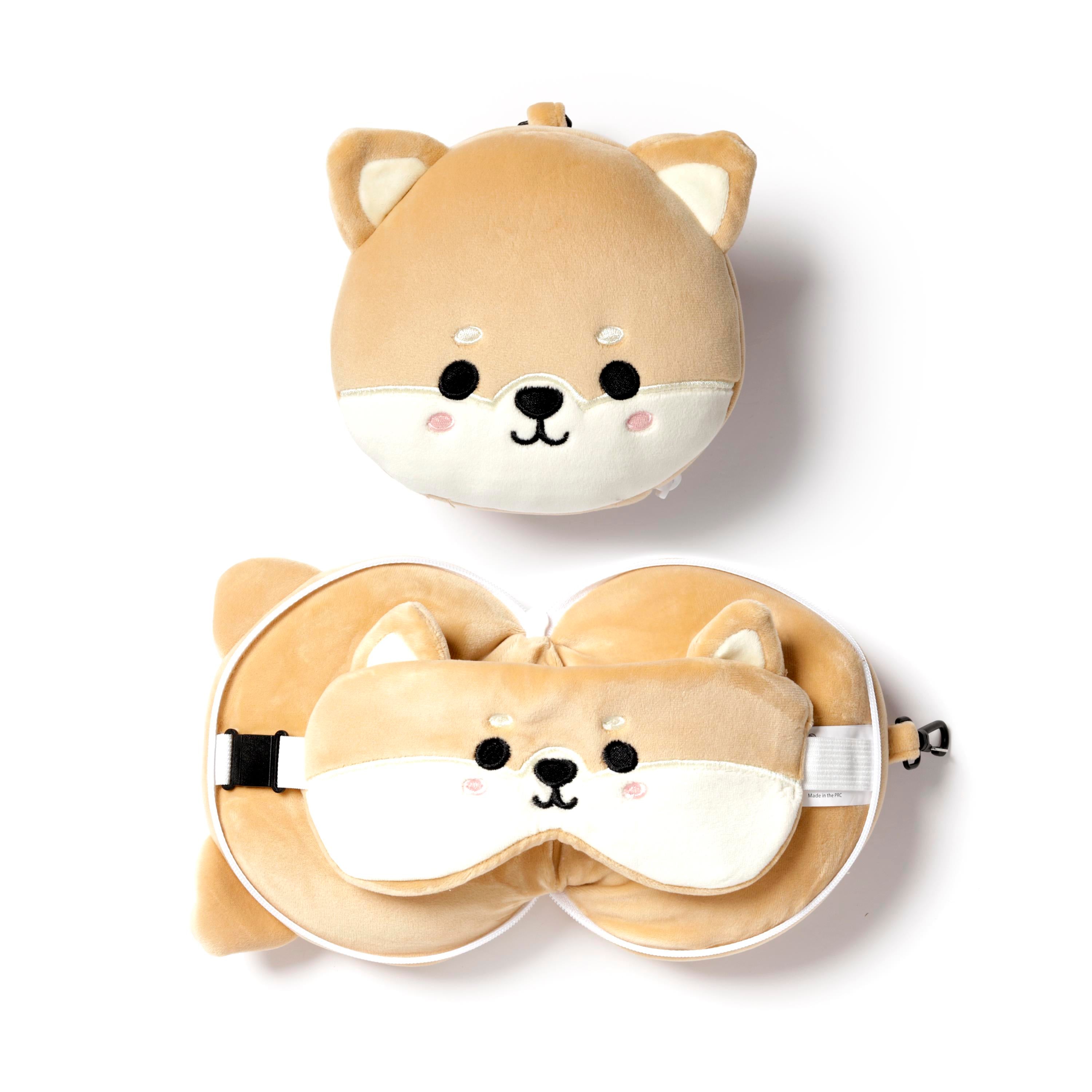 Relaxeazzz Seyahat Yastığı ve Göz Maskesi-Shiba Inu Dog