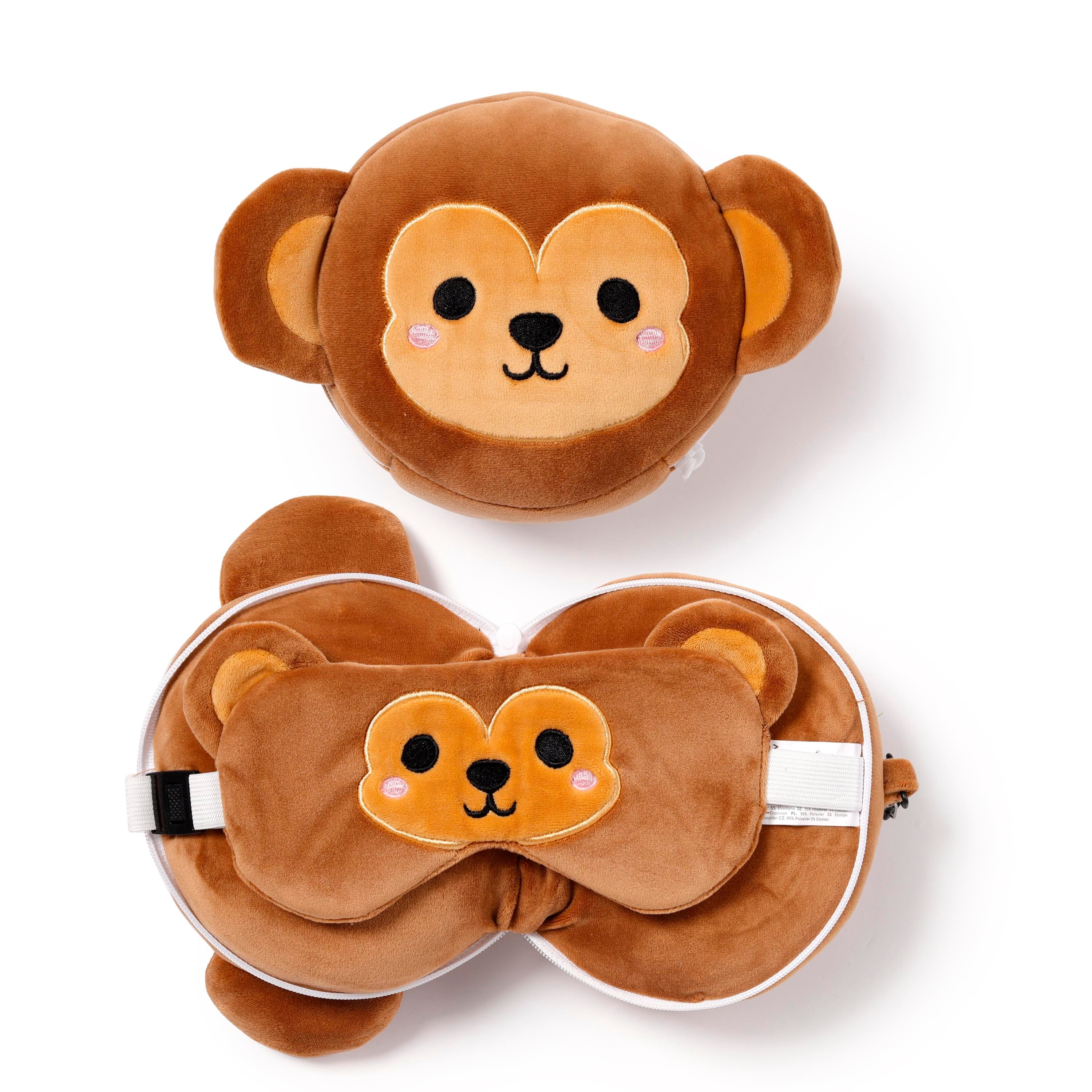 Relaxeazzz Seyahat Yastığı ve Göz Maskesi-Monkey