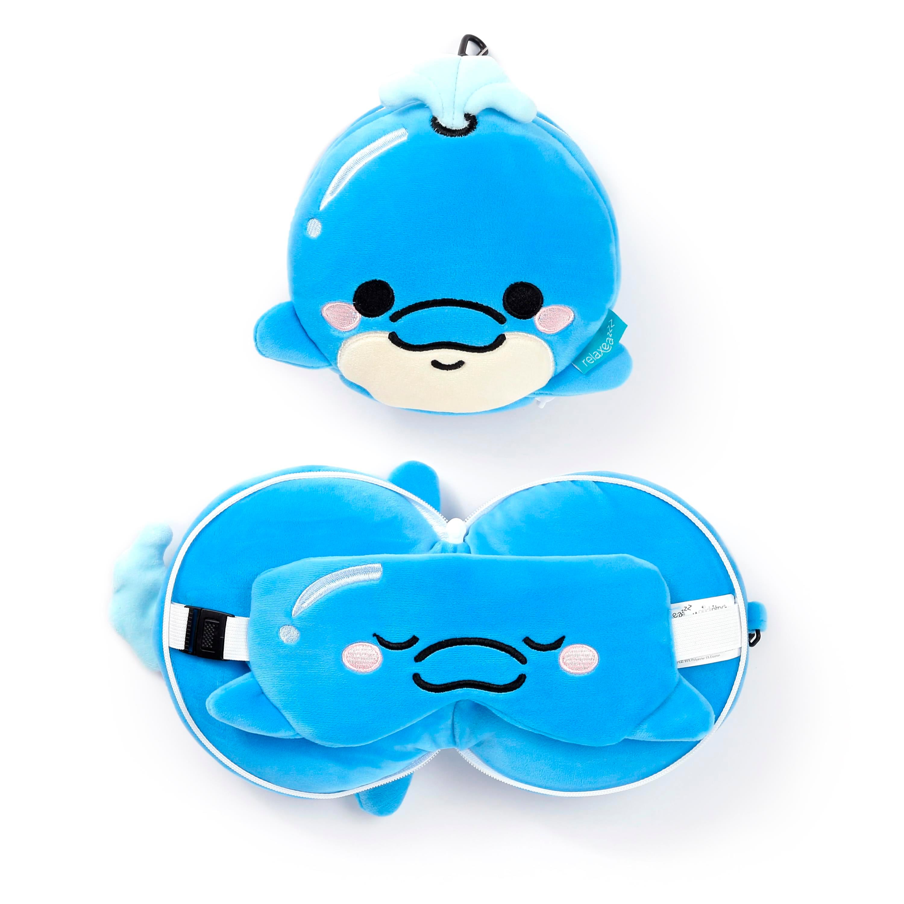 Relaxeazzz Seyahat Yastığı ve Göz Maskesi-Adoramals Blu the Dolphin