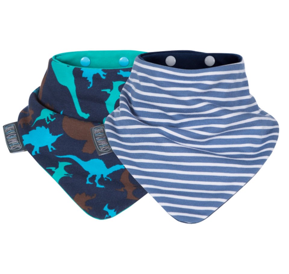 Cheeky Chompers Dino Stripes Fular Önlük İkili Set