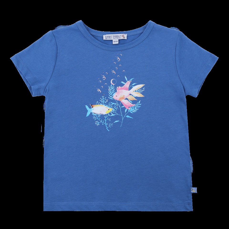 Enfant Terrible Balık Desenli Kısa Kollu Mavi Çocuk T-shirt