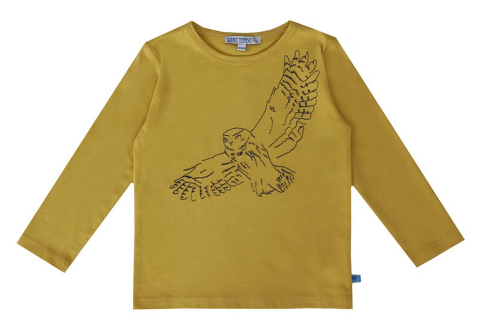Enfant Terrible Baykuş İşlemeli Uzun Kollu Koyu Sarı Çocuk T-shirt