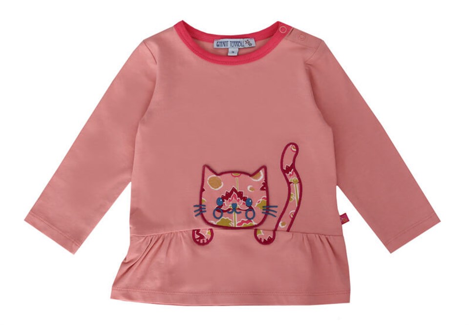 Enfant Terrible Kedi Desenli Gül Kurusu Bebek Tunik