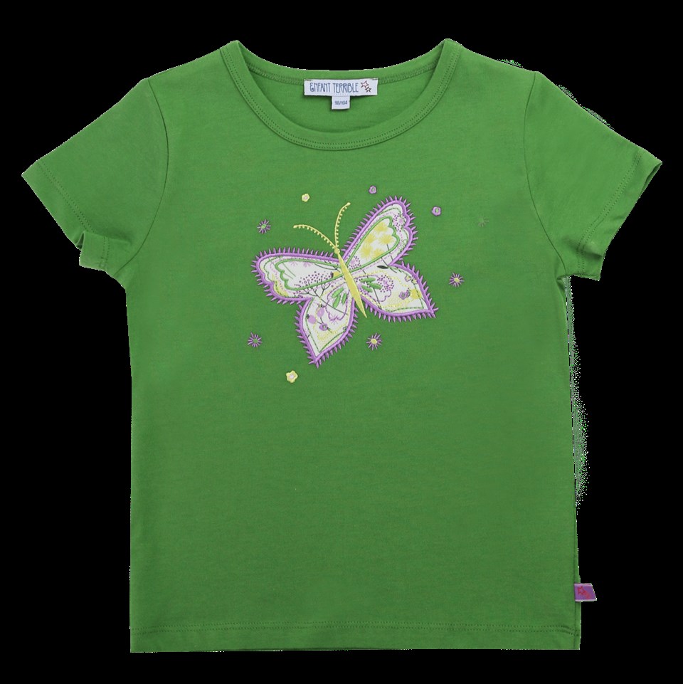 Enfant Terrible Kelebek Desenli Kısa Kollu Yeşil Çocuk T-shirt