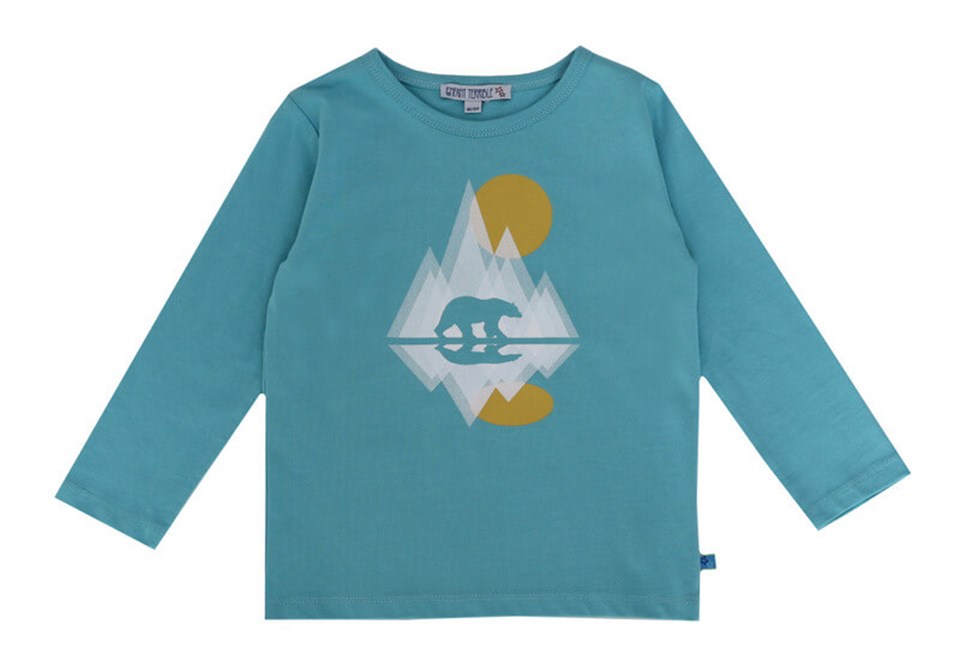 Enfant Terrible Kutup Ayısı Desenli Uzun Kollu Petrol Mavisi Çocuk T-shirt
