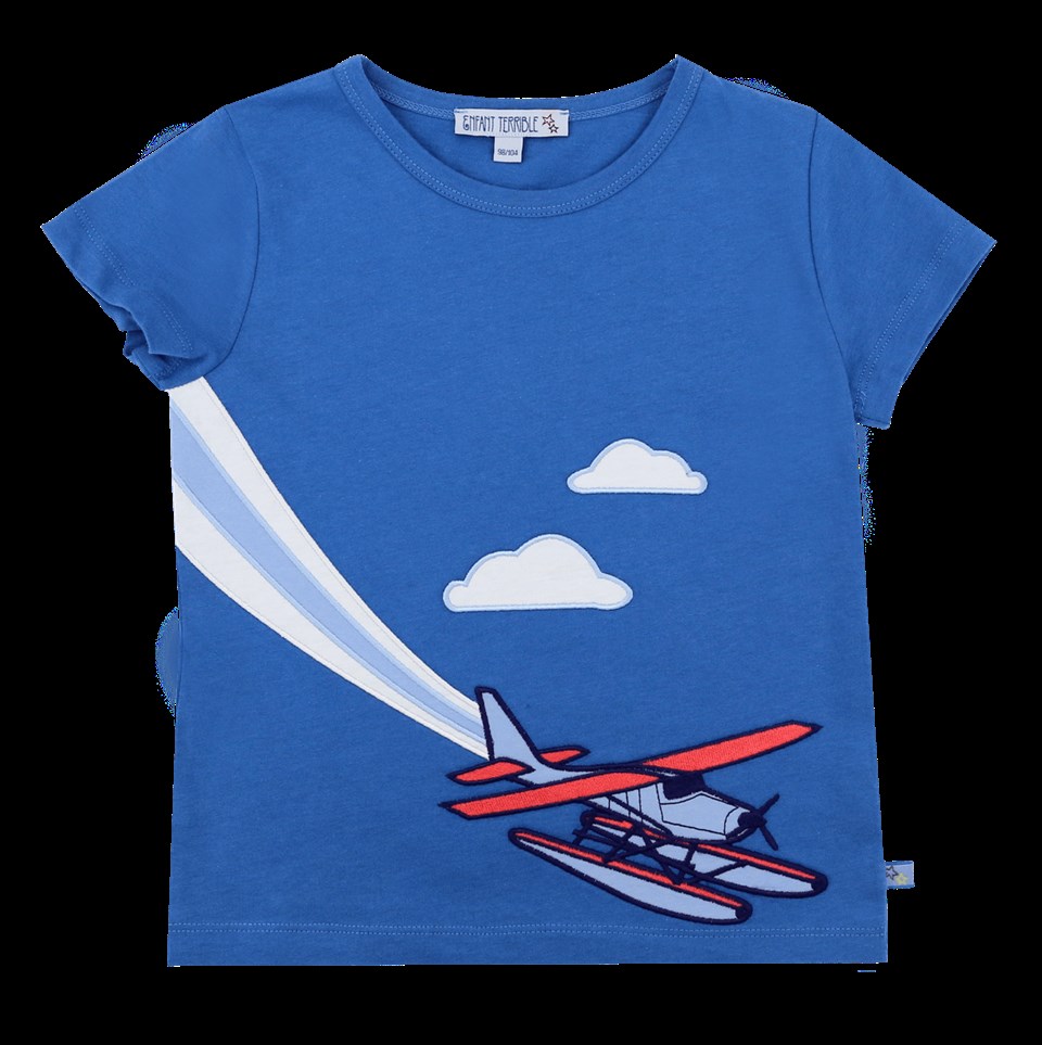 Enfant Terrible Uçak Desenli Kısa Kollu Mavi Çocuk T-shirt