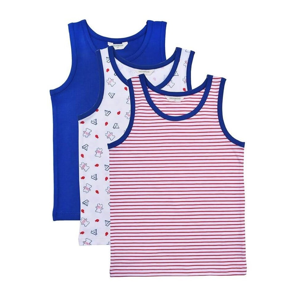 Organickid Organik Pamuk 3'lü Çocuk Atlet Set-Sailor