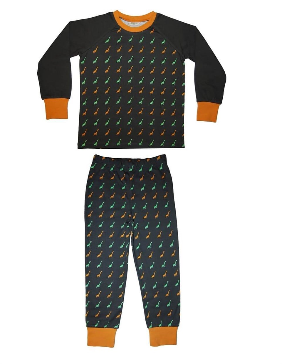 Organik Pamuk Dinozor Desenli Antrasit Çocuk Pijama