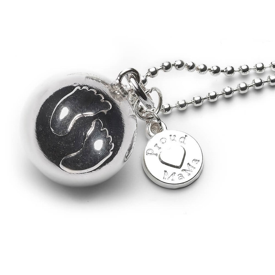 Proud MaMa Babybell Baby Feet Ballchain Silver-Plate