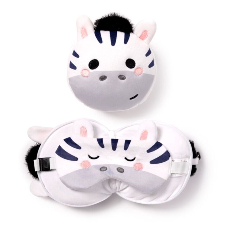 Relaxeazzz Adoramals Bali The Zebra Plush Travel Pillow & Eye Mask