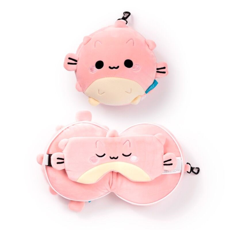 Relaxeazzz Adoramals Fuff The Puffer Fish Plush Travel Pillow & Eye Mask