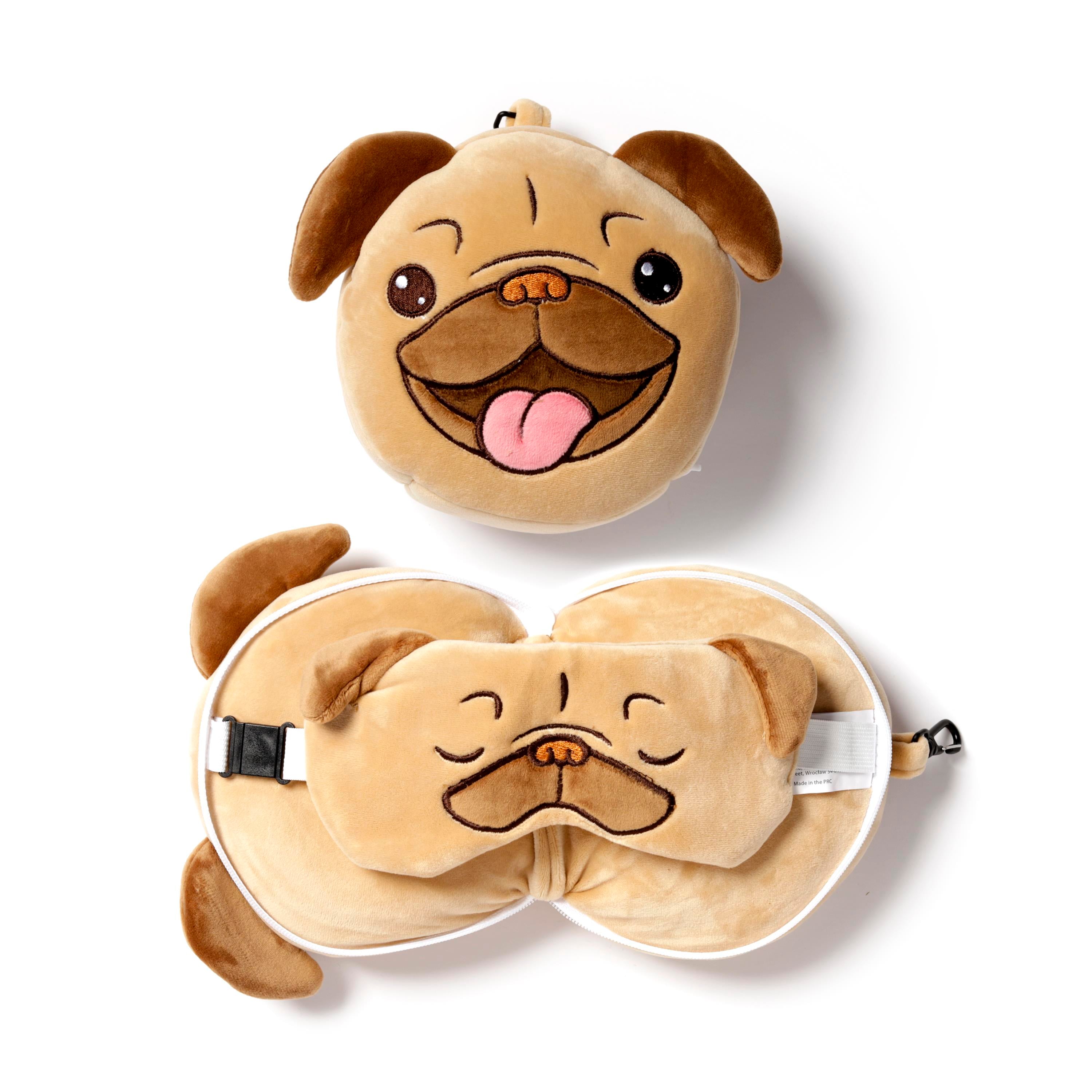 Relaxeazzz Seyahat Yastığı ve Göz Maskesi-Mopps Pug