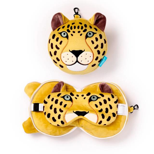Relaxeazzz Seyahat Yastığı ve Göz Maskesi-Leopard