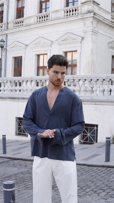 Edmond Dantes Kül Rengi Gömlek