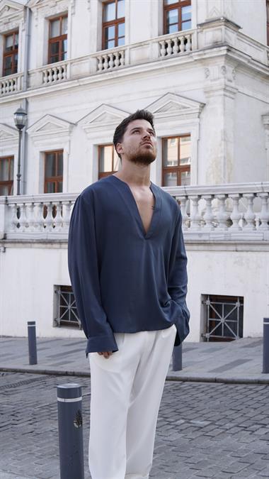 Edmond Dantes Kül Rengi Gömlek