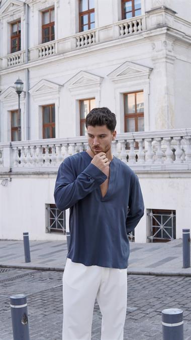 Edmond Dantes Kül Rengi Gömlek