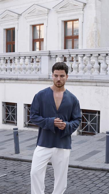 Edmond Dantes Kül Rengi Gömlek