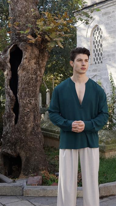 Edmond Dantes Petrol Yeşili Gömlek