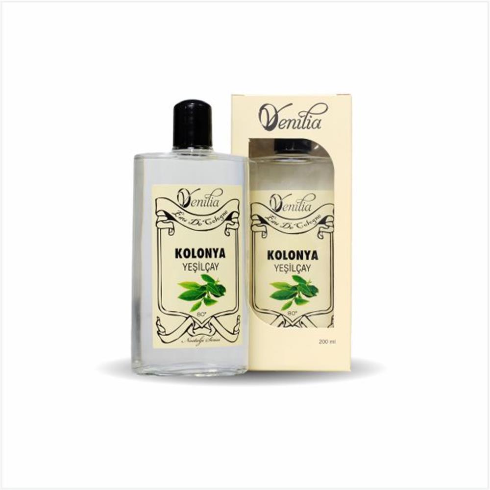 18 Adet 200 ML Cam Şişe Venilia Yeşil Çay Esanslı Kolonya - Yeşil Çay Kolonyası
