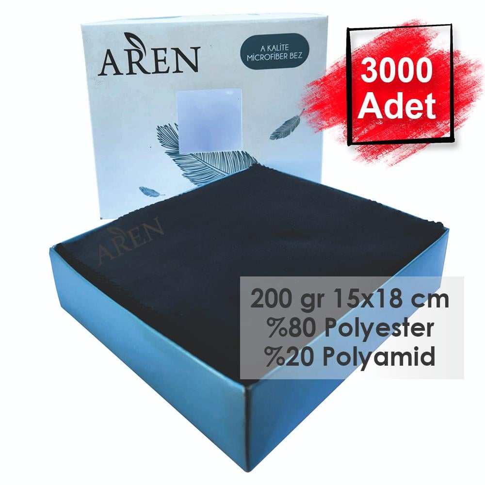 3000 Adet Tampon Baskılı Mikrofiber Gözlük Temizleme Bezi, 200 gr %80 Polyester %20 Polyamid 15x18 cm