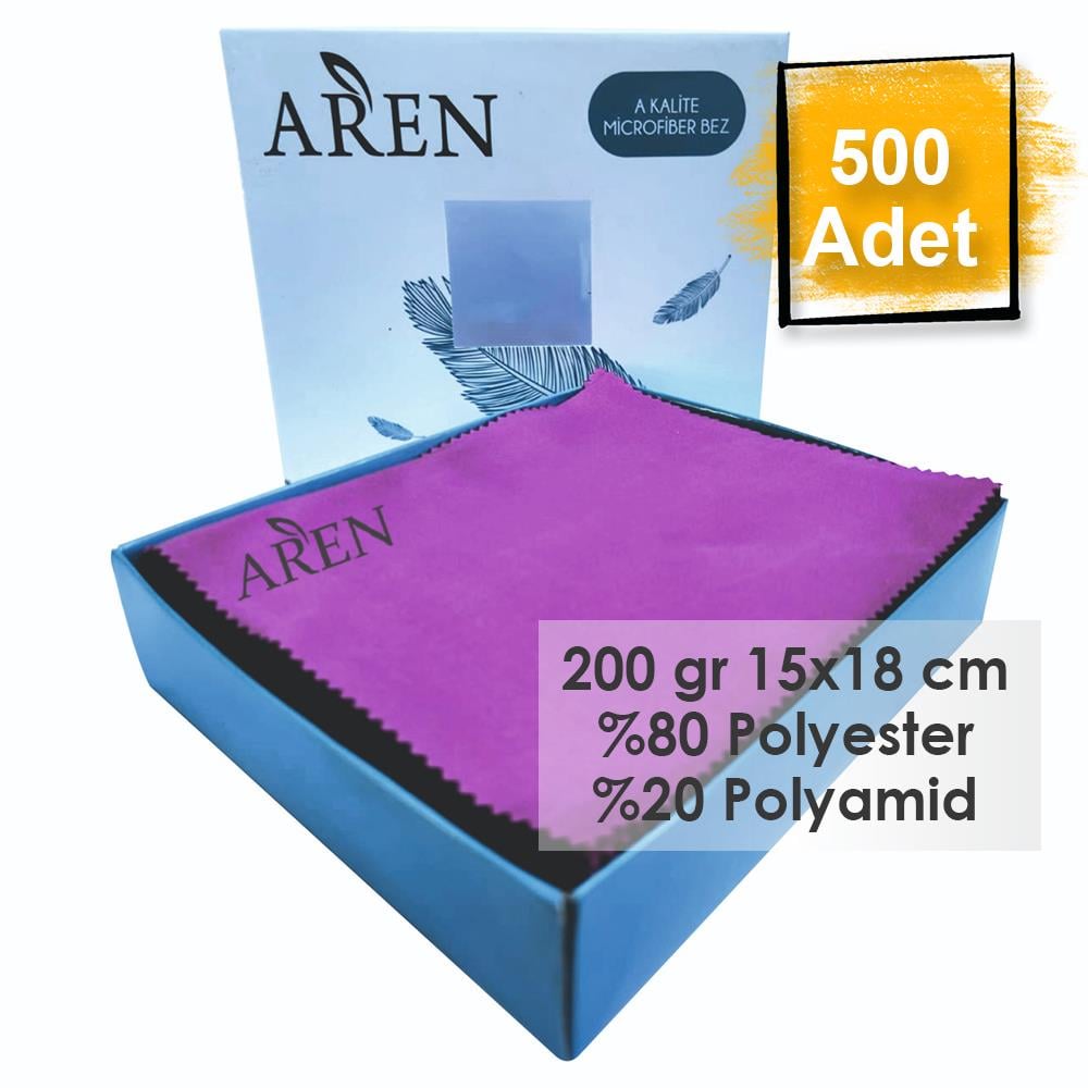 500 Adet Tampon Baskılı Mikrofiber Gözlük Temizleme Bezi, 200 gr %80 Polyester %20 Polyamid 15x18 cm