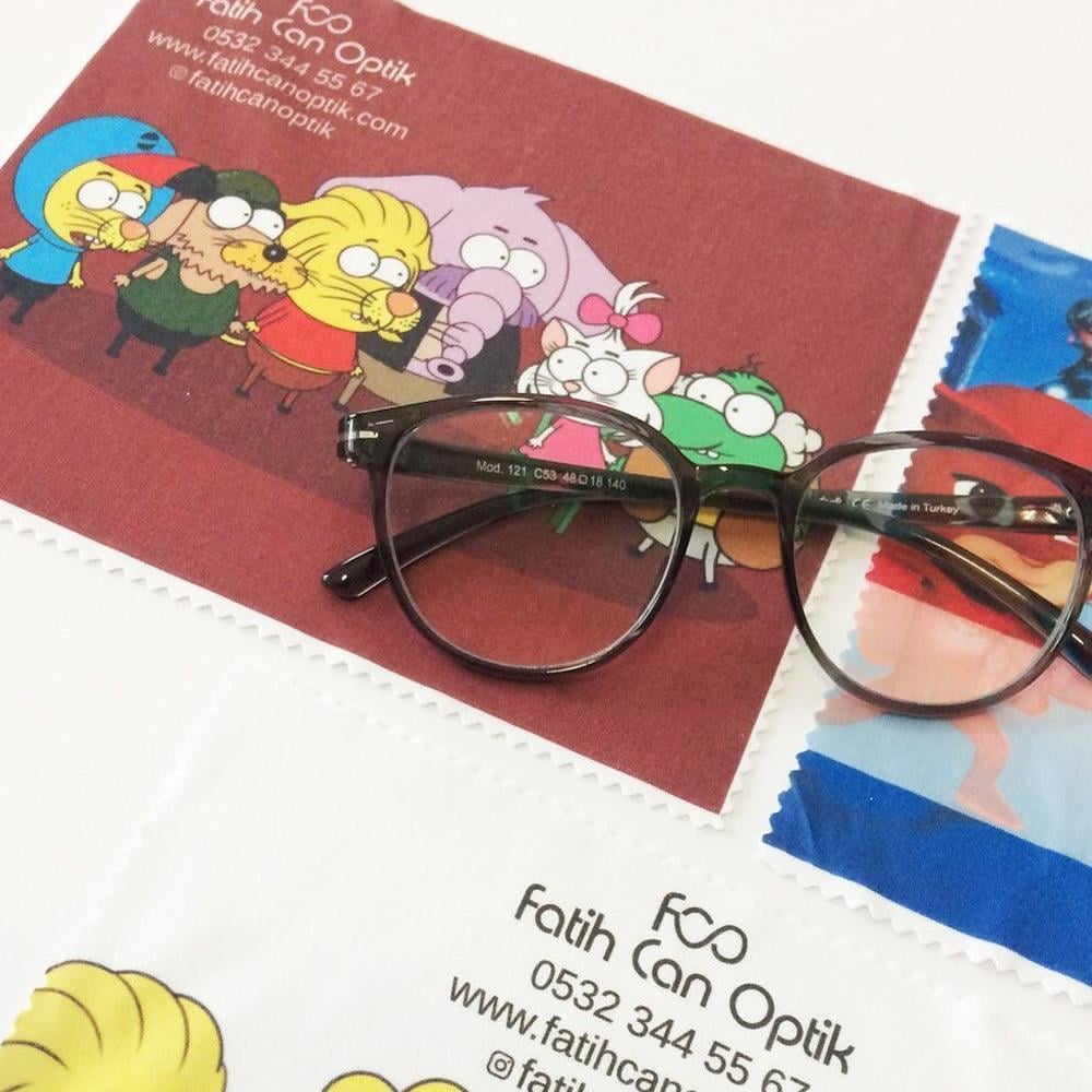 1000 Adet Dijital Tam Baskılı Mikrofiber Gözlük Temizleme Bezi 200 gr 15x18 cm %100 Polyester