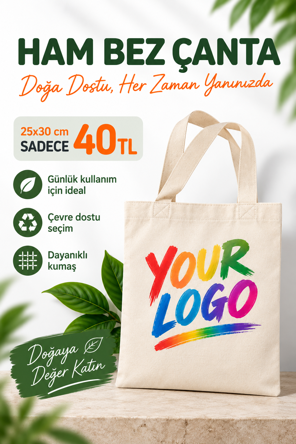 Ham Bez Çanta 25x30 cm - Logonuza ve Markanıza Özel Baskılı
