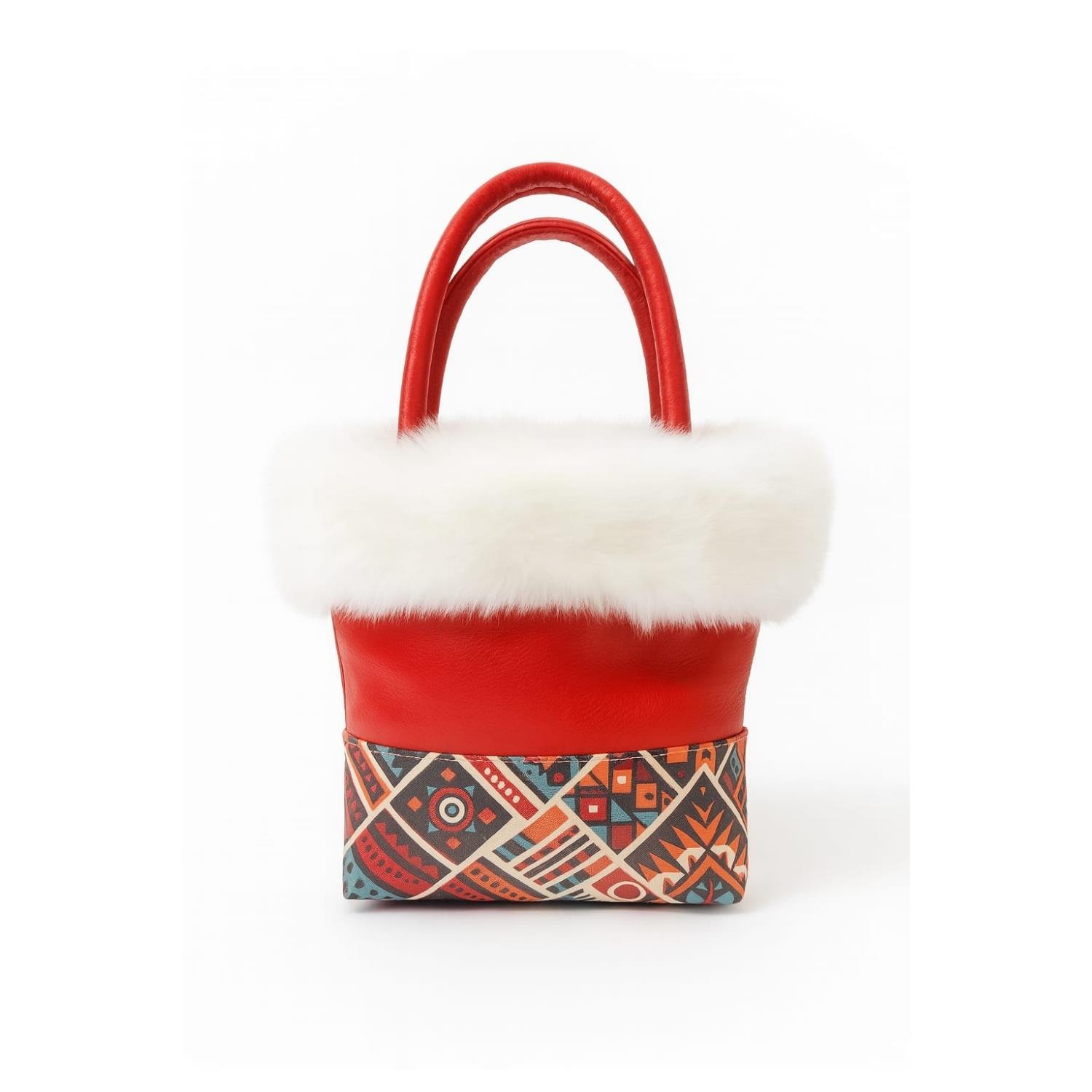 Kürklü Kırmızı Yılbaşı Çantası - Markanıza ve Logonuza Özel Tasarım