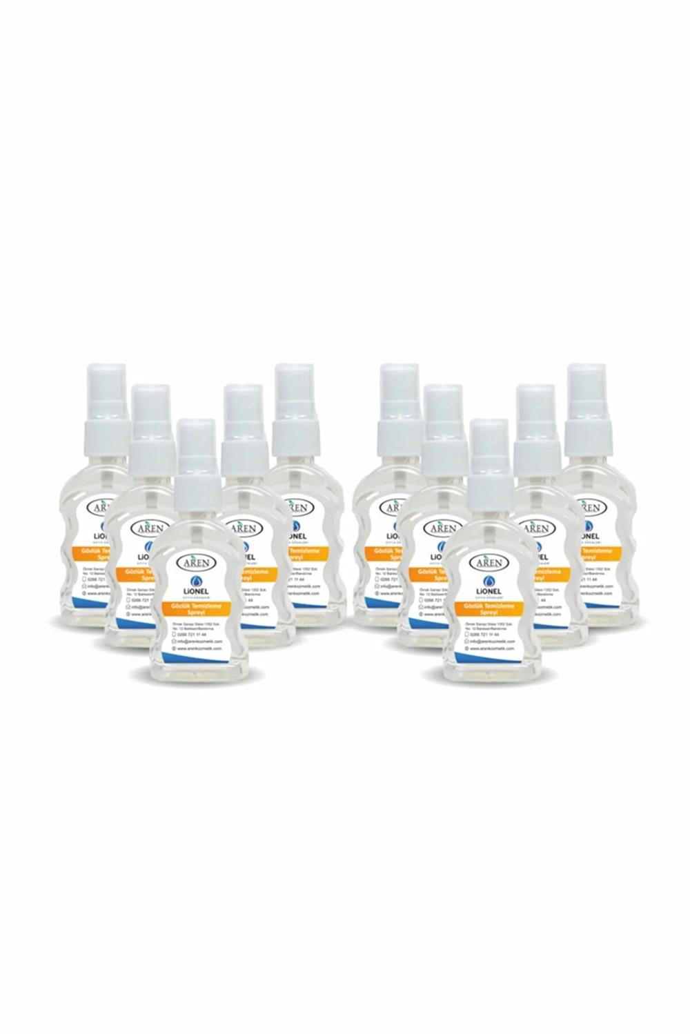 Lionel Gözlük Temizleme Solüsyonu 10 Adet + 10 Adet Microfiber Bez  - Bordo