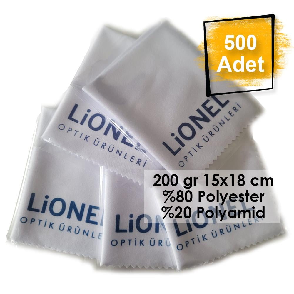 POŞETLİ BASKILI 500 ADET 15X18 CM %80 POLYESTER %20 POLYAMİD GÖZLÜK TEMİZLEME BEZİ