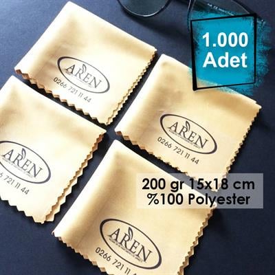 1000 Adet Dijital Köşe Baskılı Mikrofiber Gözlük Temizleme Bezi 200 gr 15x18 cm %100 Polyester