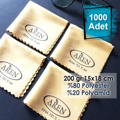 1000 Adet Dijital Köşe Baskılı Mikrofiber Gözlük Temizleme Bezi, 200 gr %80 Polyester %20 Polyamid 15x18 cm