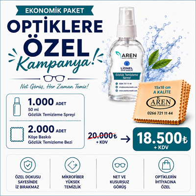 1000 ADET GÖZLÜK TEMİZLEME SPREYİ 2000 ADET BASKILI GÖZLÜK TEMİZLEME BEZİ