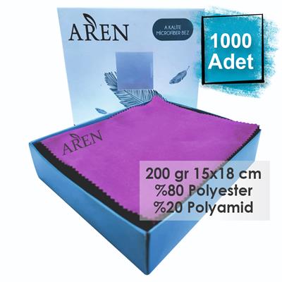 1000 Adet Tampon Baskılı Mikrofiber Gözlük Temizleme Bezi, 200 gr %80 Polyester %20 Polyamid 15x18 cm