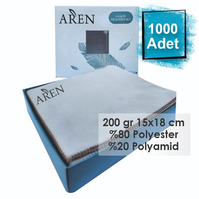 1000 Adet Tampon Baskılı Mikrofiber Gözlük Temizleme Bezi, 200 gr %80 Polyester %20 Polyamid 15x18 cm