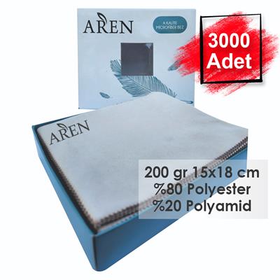 3000 Adet Tampon Baskılı Mikrofiber Gözlük Temizleme Bezi, 200 gr %80 Polyester %20 Polyamid 15x18 cm