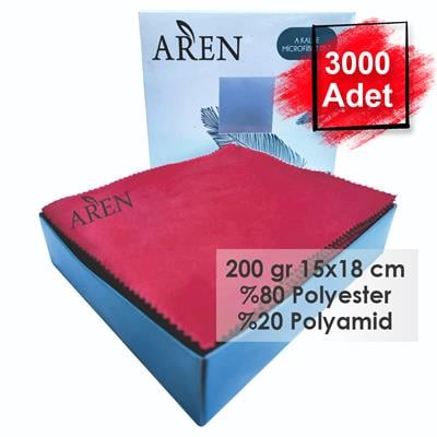 3000 Adet Tampon Baskılı Mikrofiber Gözlük Temizleme Bezi, 200 gr %80 Polyester %20 Polyamid 15x18 cm