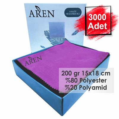 3000 Adet Tampon Baskılı Mikrofiber Gözlük Temizleme Bezi, 200 gr %80 Polyester %20 Polyamid 15x18 cm