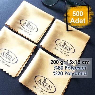 500 Adet Dijital Köşe Baskılı Mikrofiber Gözlük Temizleme Bezi, 200 gr %80 Polyester %20 Polyamid 15x18 cm