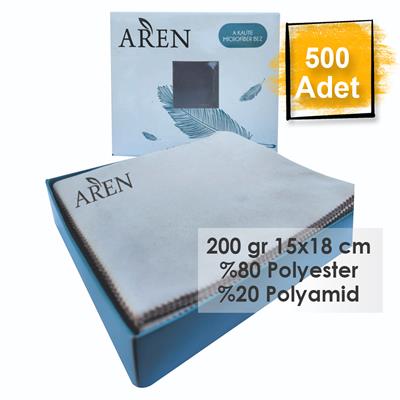 500 Adet Tampon Baskılı Mikrofiber Gözlük Temizleme Bezi, 200 gr %80 Polyester %20 Polyamid 15x18 cm