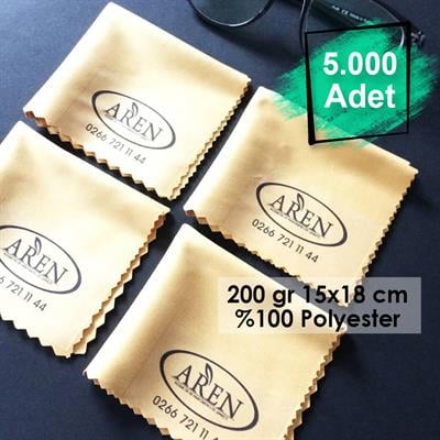 5000 Adet Dijital Köşe Baskılı Mikrofiber Gözlük Temizleme Bezi 200 gr 15x18 cm %100 Polyester