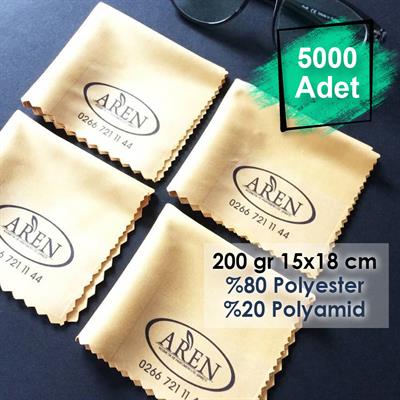 5000 Adet Dijital Köşe Baskılı Mikrofiber Gözlük Temizleme Bezi, 200 gr %80 Polyester %20 Polyamid 15x18 cm