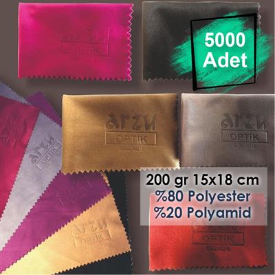 5000 Adet Sıcak Damga Baskılı Mikrofiber Gözlük Temizleme Bezi 200 gr %80 Polyester %20 Polyamid