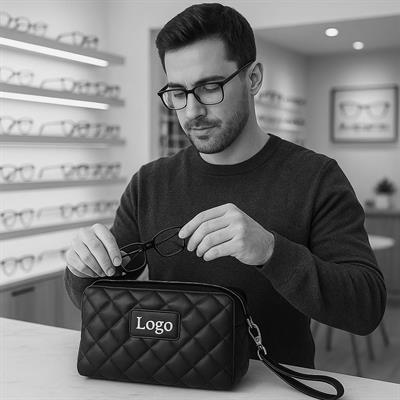 Askılı Kapitone Guilt Model Siyah Gözlük Çantası - Markanıza ve Logonuza Özel