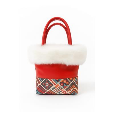 Kürklü Kırmızı Yılbaşı Çantası - Markanıza ve Logonuza Özel Tasarım
