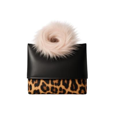 Leopar Desenli Luxury Seri Siyah Gözlük Kılıfı Gözlük Çantası