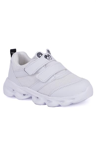 Cool Caty Bebek Beyaz Işıklı Cırtlı Hafif Taban Spor Ayakkabı