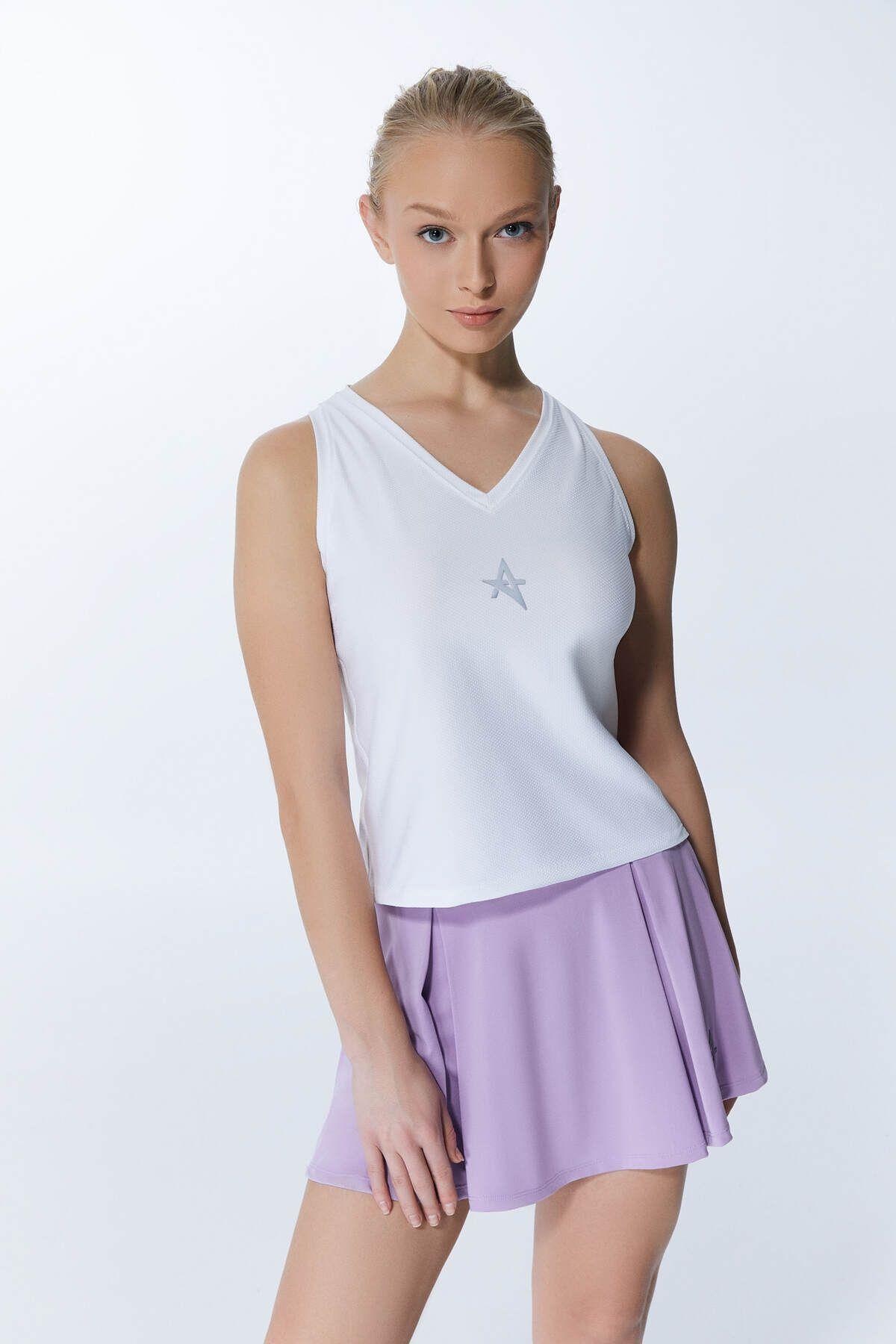 ED 2313-06 Helen Dry-touch Sporcu Üst Beyaz , tenis , koşu , pilates , yoga , fitness