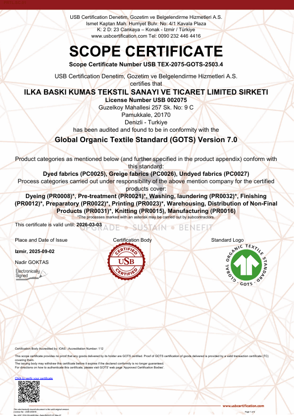 GOTS Certificate