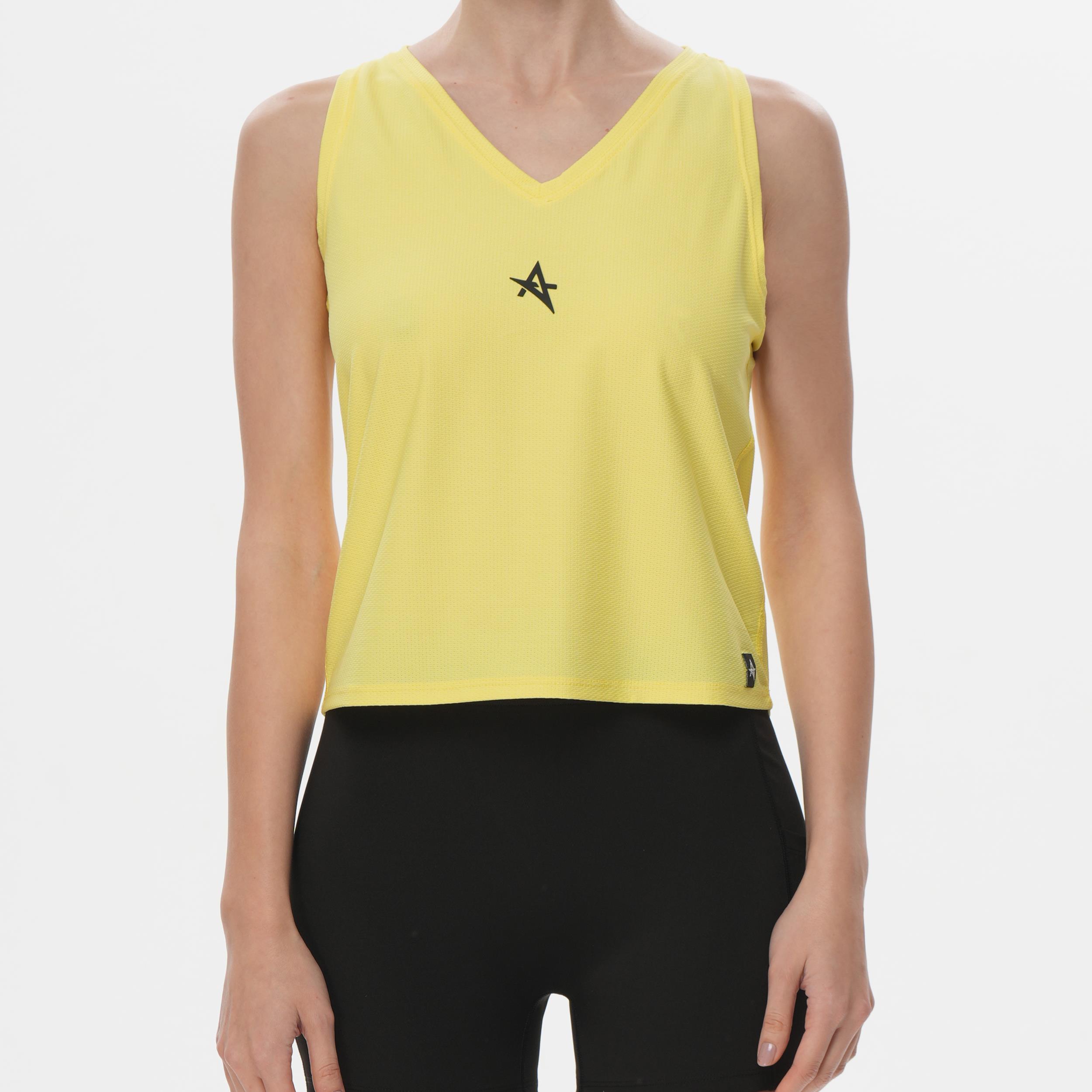 ED 2313-10 Helen Dry-Touch Sporcu Kadın Üst SARI , Tenis , Koşu , Pilates , Yoga , Fitness